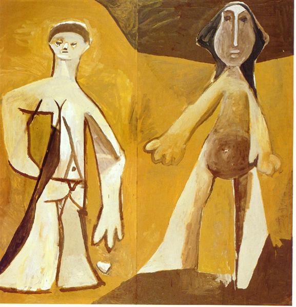 Pablo Picasso Paintings Man And Woman Homme Et Femme 1958